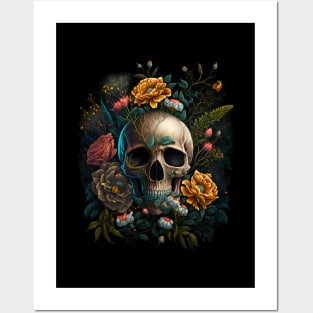 Skull and Flowers #4 Posters and Art